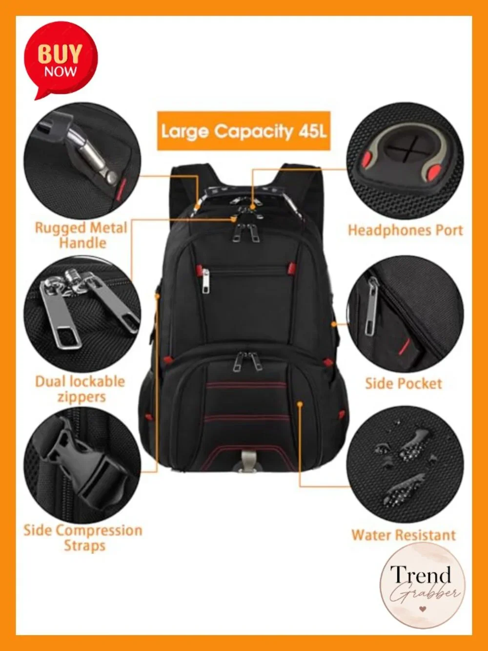 Extra Large Travel Laptop Backpack 17 Inch Men Tech Bag RFID